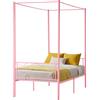 VEVOR Struttura per Letto a Baldacchino Matrimoniale, Letto in Metallo con Testiera Minimalista, Supporto a Doghe in Acciaio Rotondo, Senza Materasso a Molle, Contenitore Sotto Letto, Rosa
