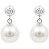 LUXENTER Orecchini in lega di metallo con perla bianca rifinita in argento colore bianco, orecchini medi stile minimalista. Gioielli Raver da donna