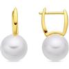 LUXENTER Orecchini in lega di metallo con perla bianca rifinita in oro giallo 18 carati colore bianco orecchini medi gioielli per donna Dical