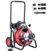 VEVOR Sturatubi Elettrico 30 m x 9,5 mm, Sonda per Fognature con Avanzamento Automatica su Ruote Portatile, 4 Lame e Interruttore a Pedale, per Tubi con Diametro da 5 a 10 cm, per Scarichi e Lavandini