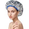 Generic Tappo termico in alluminio per condizionamento profondo, cuffia elastica riutilizzabile per colorare i capelli, cappello riscaldato per doccia, cappello in lamina di stagno per uso domestico, salone