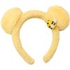 yakermur Cerchietto giallo con orecchie di orso in peluche con per capelli e supporti per coda di cavallo, fascia per orecchie di animali, elegante fascia in peluche con orecchie di orso giallo