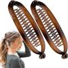 Generic Fermagli per capelli a banana da donna, a doppia banana, fermagli per coda di cavallo, 2 accessori antiscivolo per lo styling classico, presa forte per stili spessi, sottili e ricci