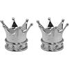 cyclingcolors 2x Cappucci delle valvole cappuccio tappi valvola forma di corona re e regina in plastica Schrader per pneumatici bici moto auto auto quad monopattino, argento