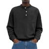 Generic Felpe da uomo in tinta unita con scollo a V e bottoni a maglia a nido d'ape, camicie a maniche lunghe alla moda felpa oversize invernale autunno pullover con pacchetto maglione autunnale, rosa, L