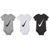 Nike Swoosh 3 Pack S/S Body per Bimbi White 0/6 Mesi