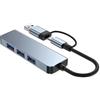 Value Hub metallico VALUE USB 3.2 Gen 1, 4 porte di tipo A (1x USB 3.2 Gen 1 + 3x USB 2.0), cavo di collegamento con connettori di tipo A e C