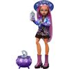 Monster High Moonspell Magic - Layla Stone la Strega dei Cristalli, bambola con sorpresa nel calderone e accessori inclusi tra cui boccetta per pozioni e libro degli incantesimi, JMB90