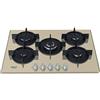 Hotpoint Piano Cottura a Gas da 73 cm, N° 5 Fuochi, colore Champagne