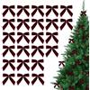 Generico Fiocchi velluto bordeaux 24 pezzi per albero Natale | Fiocchi rossis per albero Natale | Decorazioni vintage con fioccos nastro velluto scuro | Squisite decorazioni Natales fioccos per caminetto