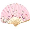 Abaodam Ventaglio Ossatura in bambù e Raso Pieghevole in Stile Giapponese P Rosa Ventilatore Portatile Ornamentale e Pratico per Performance sul Palco e Animazioni
