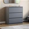 Vida Designs Denver Cassettiera (grigio, 3 cassetti)