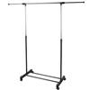 AKTIVE Max Home Appendiabiti regolabile in altezza, 150x44x160 cm, massimo 10 kg, con ripiano per scarpe, borse, con ruote, con freno, estensibile, moderno, nero e acciaio, minimalista (18807)