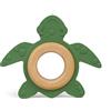 GRÜNSPECHT Mordere biologico in gomma naturale con anello in legno, dentizione e giocattolo, massaggia gengive, senza BPA, favorisce le capacità motorie, tartaruga, verde (689-00)