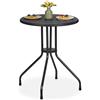 Relaxdays Tavolino da Giardino Rotondo, HxD: 73 x 60 cm, Aspetto Rattan, Tavolo in Plastica e Acciaio, da Esterno, Nero