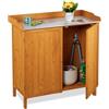 Relaxdays Tavolo da Lavoro per Giardinaggio, Banco da Lavoro Zincato da Giardino, Armadietto Legno, 94x94x47 cm, Arancio