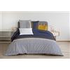 Home Linge Passion | Copripiumino - 3 Pezzi | 100% Cotone - 57 Fili | 2 Persone - 240x260 cm | Tilt Blu Navy