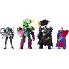 DC Comics, set Metal Force Team Up Brainiac e Lex Luthor contro Batman e Superman, action figure da 10 cm con accessori, include carte dei personaggi, giocattoli per bambini e bambine dai 4 anni in su