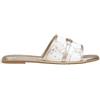 Alviero Martini 1A Classe 1ª Classe Sandalo Piatto da Donna, Bianco e Oro, Stampa Mappa del Mondo, Slip On, Pelle Sintetica (38)