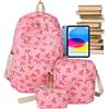 Shenrongtong Set di zaini con fiocco per ragazze, zaino da viaggio preppy leggero e capiente per scuola secondaria, primaria e media