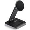 SATECHI OntheGo™ Caricatore Wireless Pieghevole 2 in 1, Stazione di Ricarica Magnetica 15W Certificata Qi2 per Serie iPhone 17 16 15 a 12 e AirPods con Custodia di Ricarica Wireless