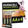 Duracell Batterie Ricaricabili AA (confezione da 4), 2500 mAh NiMH, pre-caricate, le nostre batterie n.1 per lunga durata