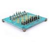 Manopoulos Scacchi in Ottone Cicladi Greci Set 28cm Tavola Blu Marrone