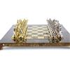 Manopoulos Set Scacchi In Metallo Oro Argento 28cm Pedine In Ottone