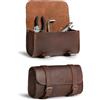 Hide & Drink, Borsa da manubrio per moto, con 2 cinghie regolabili, organizer per attrezzi, borsa da sella, borsa da sella per pendolari, in pelle pieno fiore, fatta a mano, Marrone bourbon., Taglia