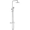 Ibergrif M20741 Colonna Doccia, Doccia Soffione Completo, Kit Doccia con Soffione e Doccetta, Asta per Doccia Regolabile a Muro, Supporto, Cromo, Argento