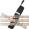 Vic Firth FS5A - Set di bacchette per batteria Freestyle 5A, 4 paia di bacchette extra lunghe in noce americano, con custodia per bastoni essenziali, per allenamento, tecnica, prove e uso in concerto
