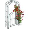 Relaxdays Arco per Rose con Cancelletto, Sostegno per Rampicanti, in Metallo, Resistente, HLP 215x115x43 cm, Verde