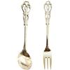 FELTECHELECTR Set Posate da Dessert Inglesi in Acciaio Inox Dorato, Forchetta e Cucchiaio Manico, Stoviglie da Cucina Vintage per Dolci e Bevande, Utensili Resistenti e Facili da Pulire