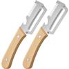 Generico Pelapatate Triplicare, 2 Pezzi Utensile Da Cucina In Legno Zero Snag Con Apribottiglie, Pelapatate Multifunzionale In Acciaio Inossidabile, Trituratore Per Papaya Antiscivolo Per Frutta Patate zucche