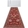 Qurygin Tappeto runner natalizio, 200 x 60 cm, in poliestere, per corridoio natalizio, cervo Babbo Natale, morbido, per cucina, camera da letto, lavanderia, soggiorno e ingresso