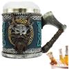 Generico Tazza da caffè in acciaio inossidabile, tazza da caffè da viaggio,Boccale di birra gotico da 450 ml - Bicchiere da birra vintage in acciaio inossidabile per latte, cacao, whisky, cocktai
