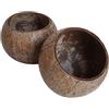 LIZZOT Ciotola di Guscio di Cocco e Legno, Tropicale, , 2 Pezzi, Decorazione e Immagazzinaggio