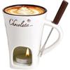 Wusideday Tazza per fonduta di cioccolato, set per fonduta, candela da tè, fonduta, tazza per fonduta di cioccolato, tazza in ceramica per fonduta e cioccolato con forchette