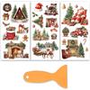 OLYCRAFT 3 pz/Set Adesivi Trasferibili A Sfregamento per Scena di Natale per Mobili e Artigianato 15x30cm con Babbo Natale con Raschietto Da 1 pezzi per Scrapbooking Finestre Decorazioni per La Casa