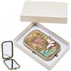 SOFPLATE Specchio Da Trucco Compatto Pieghevole Vintage Tascabile con Lente Normale e Ingranditrice A Doppia Faccia con Farfalla e Rosa Modello Retrò Mini Specchio Da Trucco per Donne Regalo Da Viaggi