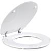 Beldray Sedile per WC Beldray LA032355, MDF, in legno, bianco, 18 pollici, adatto alla maggior parte dei servizi igienici standard, cerniere in lega di zinco, sede per wc