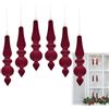 Generic Decorazioni per albero di Natale floccate, 6 palline coniche in velluto floccato - decorazioni natalizie pendenti per inverno, Capodanno, albero di Natale