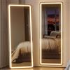 ZKIODV Specchio da parete 160 x 50 cm, con illuminazione, specchio a LED grande, grande specchio illuminato, con supporto per camera da letto, soggiorno, corridoio (bianco)