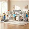 MAMIZO 10 in 1 Scivolo per Bambini, Scivolo Giocattolo da Interno o Esterno Canestri da Basket e Telescopi, Scivolo da Giardino Spazio di Deposito e Tunnel, mit 4PCS Moduls, Grigio Bianco