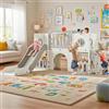 MAMIZO 9 in 1 Scivolo per Bambini, Scivolo Giocattolo da Interno o Esterno Canestri da Basket e Telescopi, Scivolo da Giardino Spazio di Deposito e Tunnel,2 anni e oltre,mit 2PCS Moduls, Grigio Chiaro