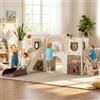 MAMIZO 10 in 1 Scivolo per Bambini, Scivolo Giocattolo da Interno o Esterno Canestri da Basket e Telescopi, Scivolo da Giardino Spazio di Deposito e Tunnel, mit 4PCS Moduls, Colore Caffè Latte