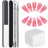GeekerChip Strumento di rimozione delle unghie, 10 clip per unghie, 100 chiodi in cotone, 1 tagliacuticole, 1 curetta, 2 lime per unghie