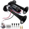 WADEO CLACSON AUTO SUPER RUMOROSO 12V DOPPIO CORNO NERO TROMBA ELETTRICA PER AUTO