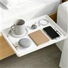 Ezyvix Scaffale per comodino, forte resistenza in ABS, guida cavi e facile installazione, ripiano per letto, divano e vasca da bagno, ideale per studenti, anziani e piccoli spazi (bianco, 32 x 23,5 cm
