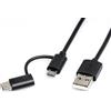 ROLINE 11028328 Cavo USB 2.0 1 m USB A USB C/Micro-USB B Nero